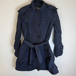 Burberry London Lightweight Trench Coat Navy Blue Belted UK8 USA6‎ IT40
